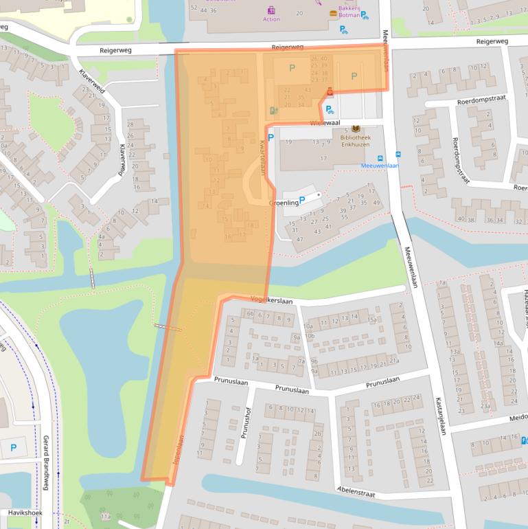 Kaart van postcodegebied 1602NH.