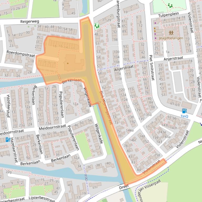 Kaart van postcodegebied 1602RW.