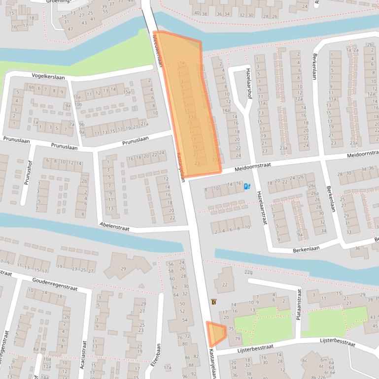 Kaart van postcodegebied 1602SH.