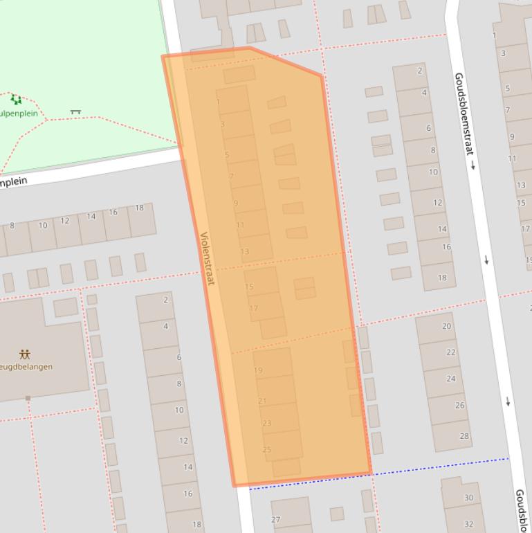 Kaart van postcodegebied 1602XS.