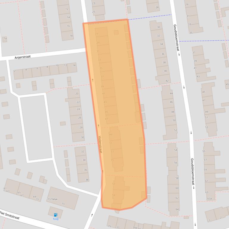 Kaart van postcodegebied 1602XT.