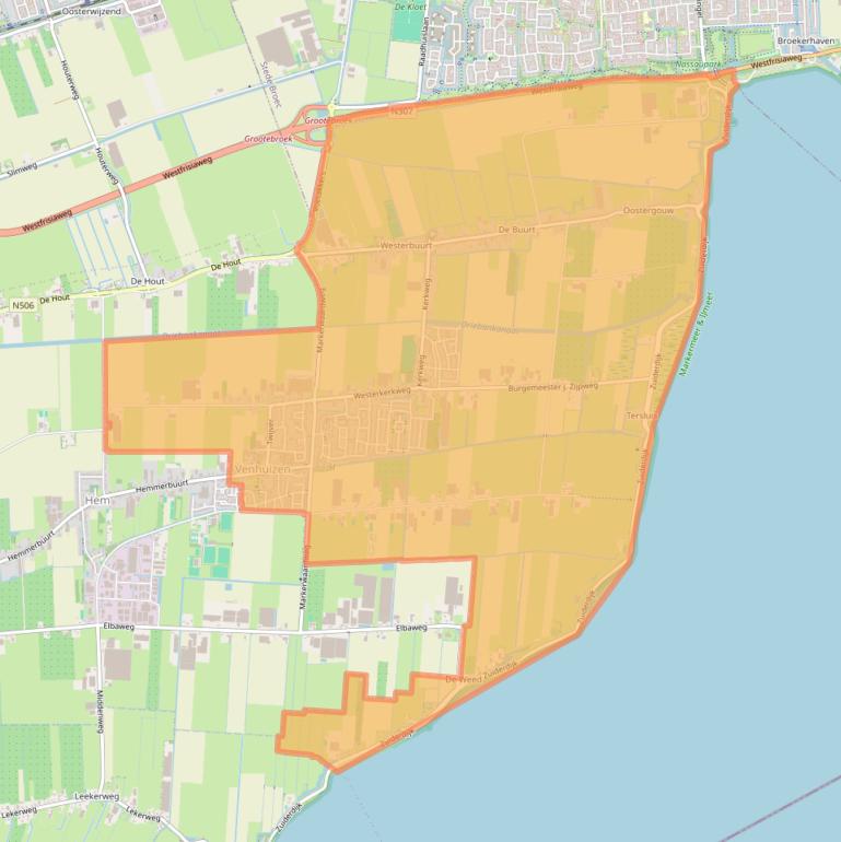 Kaart van postcodegebied 1606.