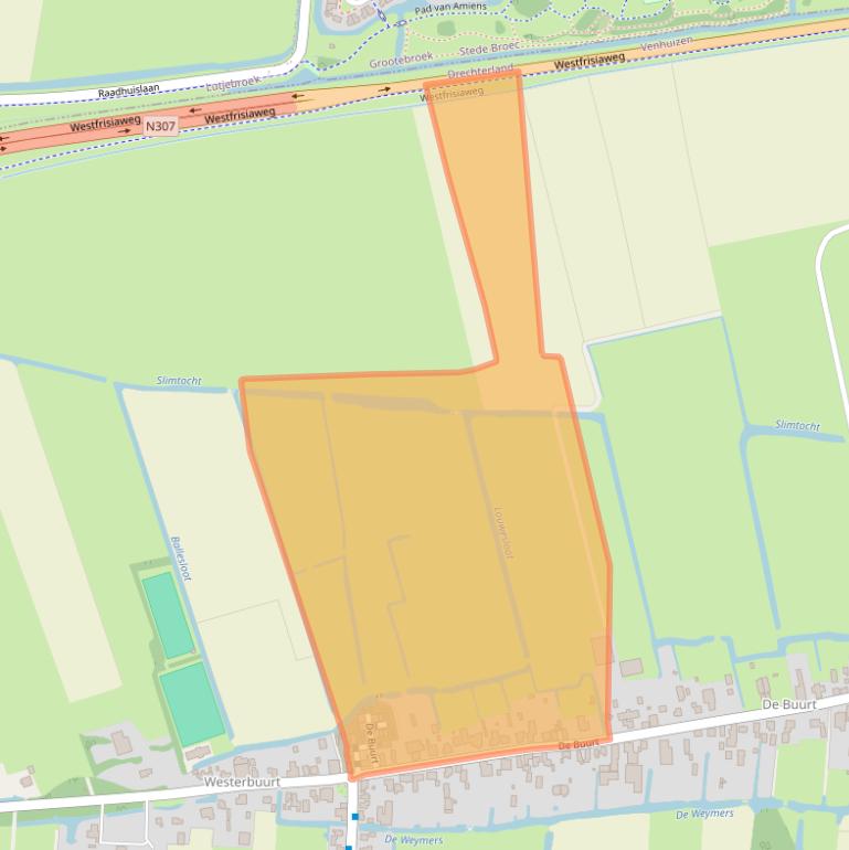 Kaart van postcodegebied 1606AJ.