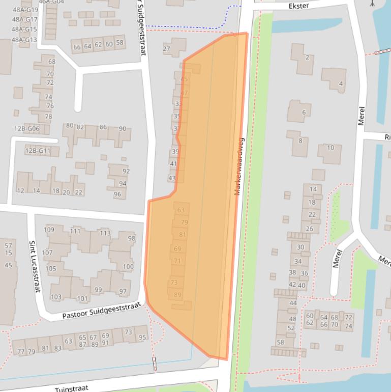Kaart van postcodegebied 1606BH.