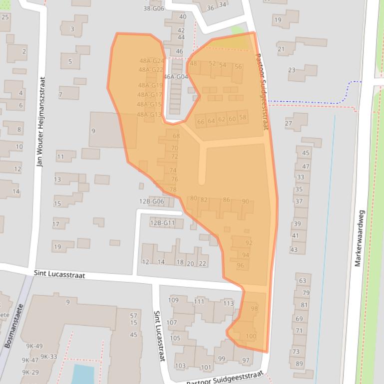 Kaart van postcodegebied 1606BK.