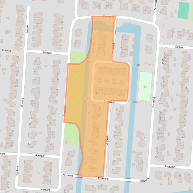 Kaart van postcodegebied 1606NE.