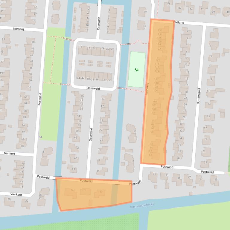 Kaart van postcodegebied 1606NJ.