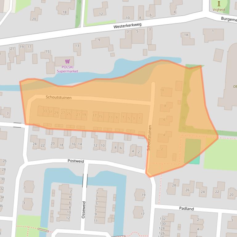 Kaart van postcodegebied 1606NK.