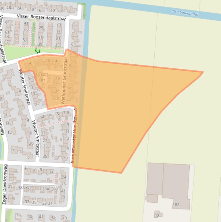 Kaart van postcodegebied 1606XG.
