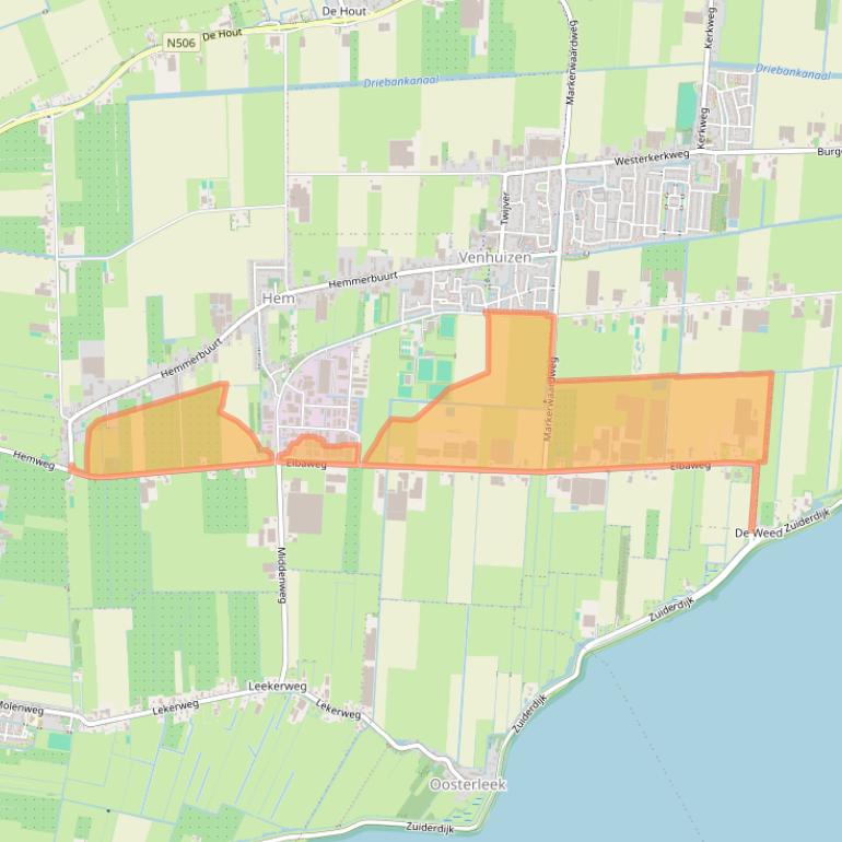 Kaart van postcodegebied 1607MP.