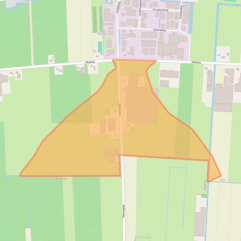 Kaart van postcodegebied 1607MS.