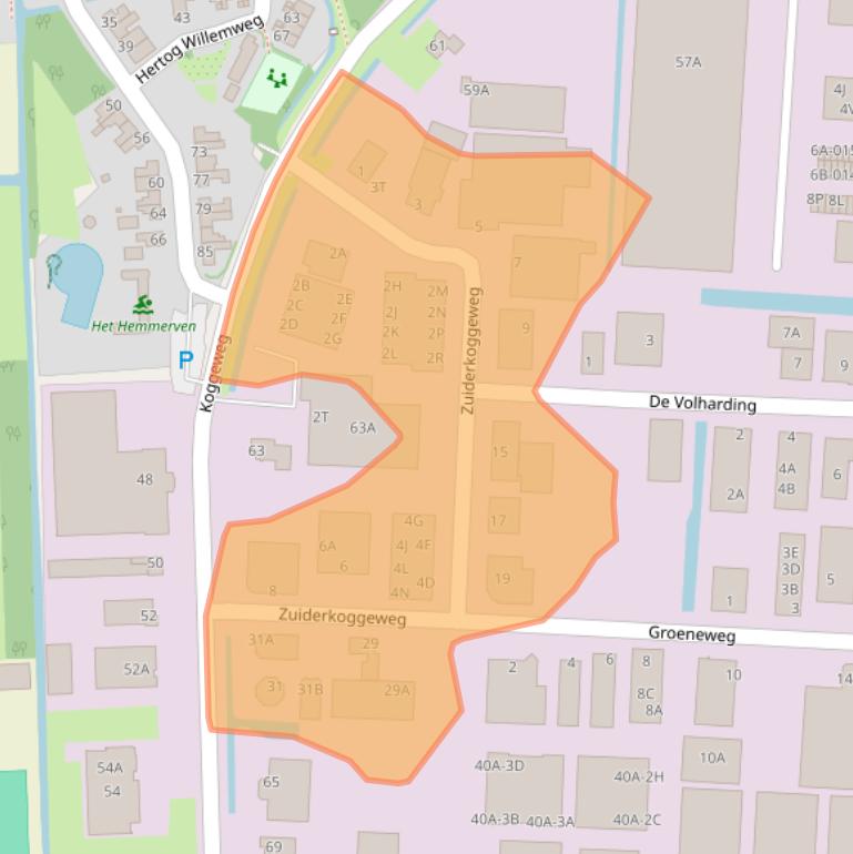 Kaart van postcodegebied 1607MV.