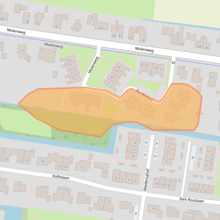 Kaart van postcodegebied 1608EZ.
