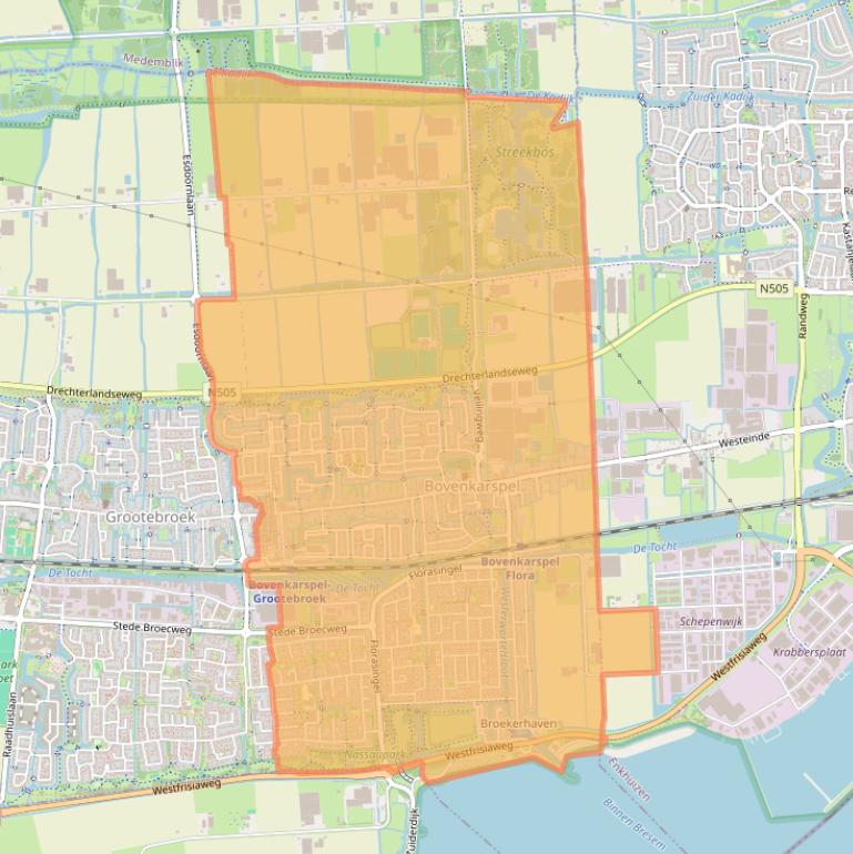Kaart van postcodegebied 1611.