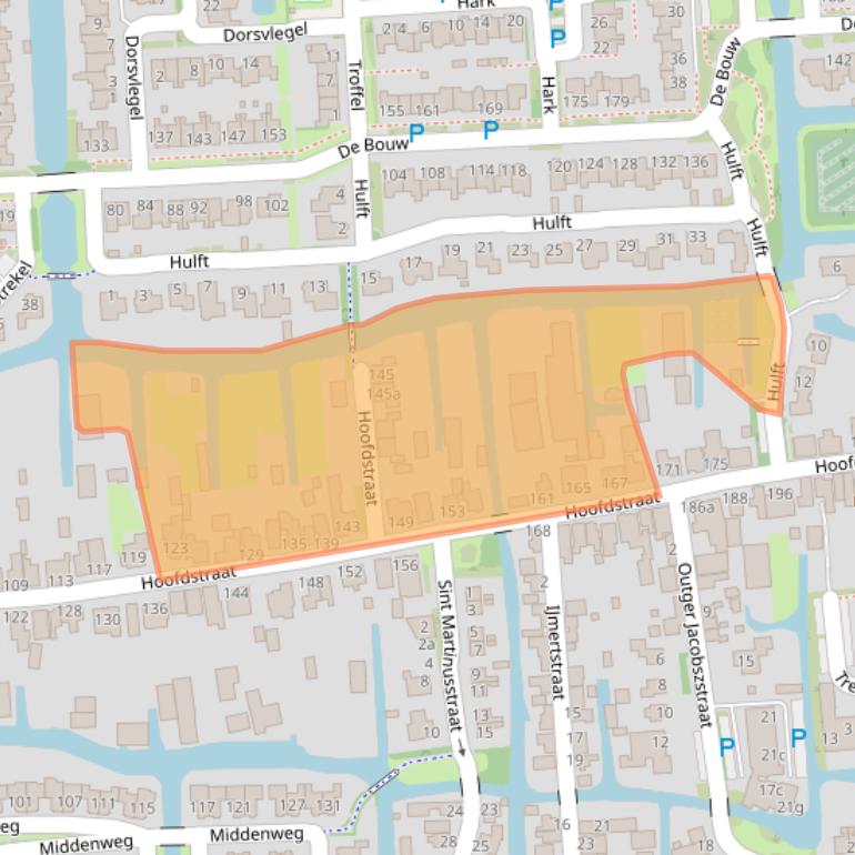 Kaart van postcodegebied 1611AD.