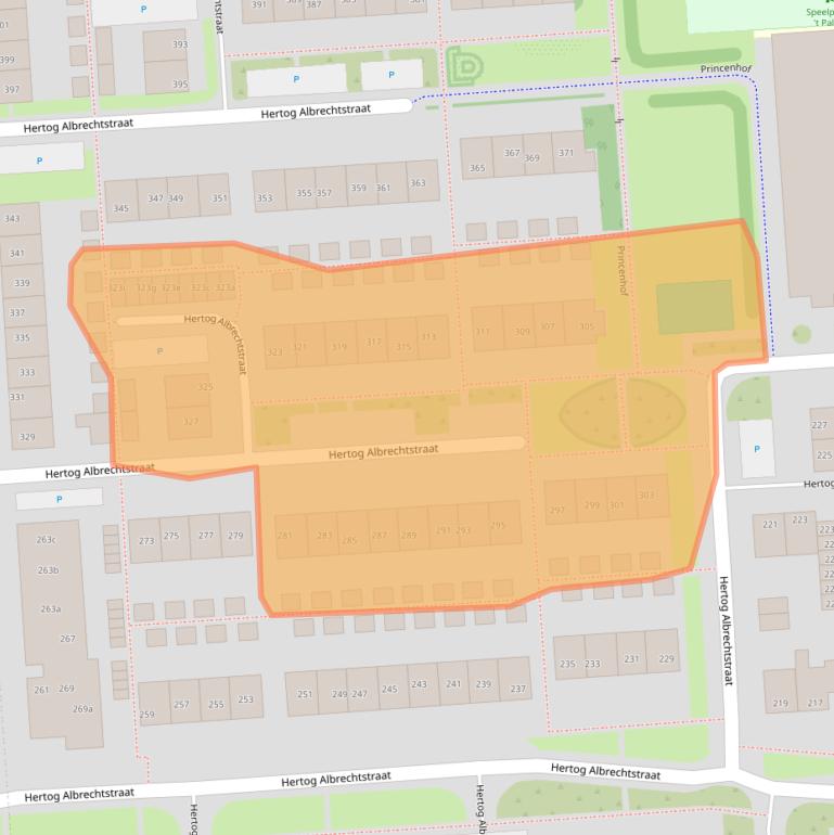 Kaart van postcodegebied 1611GJ.