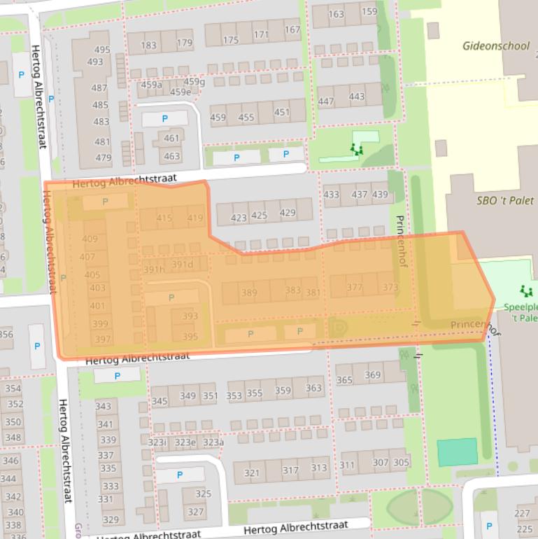 Kaart van postcodegebied 1611GL.