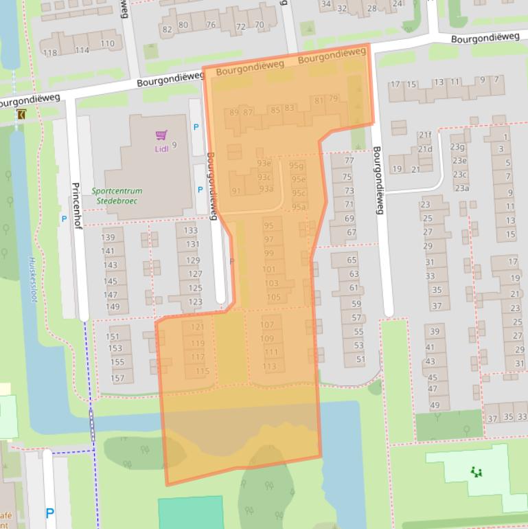 Kaart van postcodegebied 1611WD.