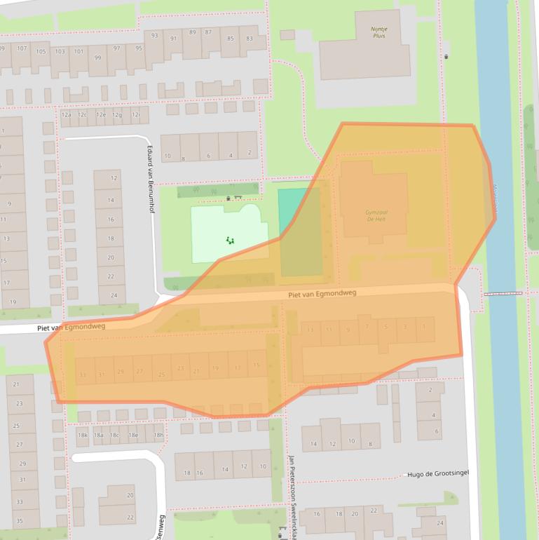 Kaart van postcodegebied 1611ZL.