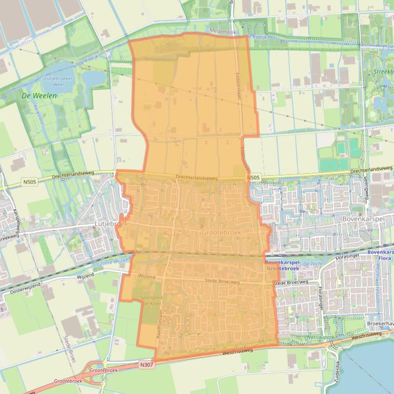 Kaart van postcodegebied 1613.