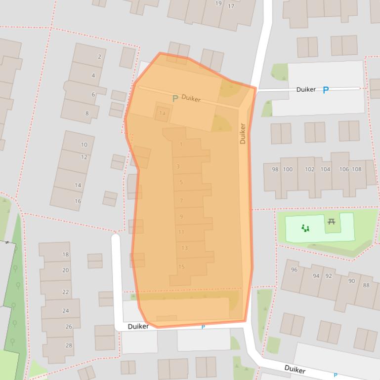 Kaart van postcodegebied 1613AE.