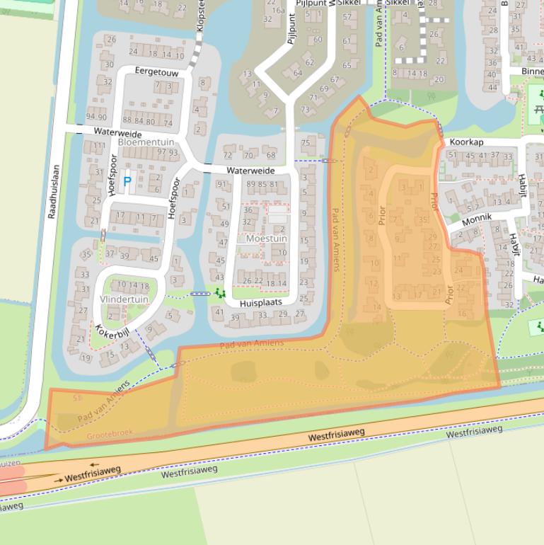 Kaart van postcodegebied 1613DH.
