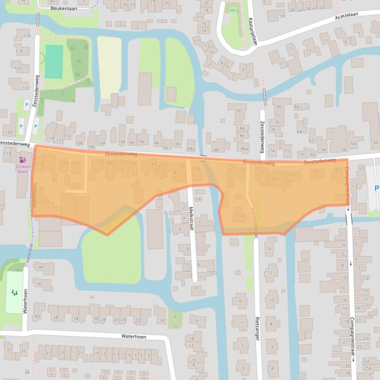 Kaart van postcodegebied 1613JB.