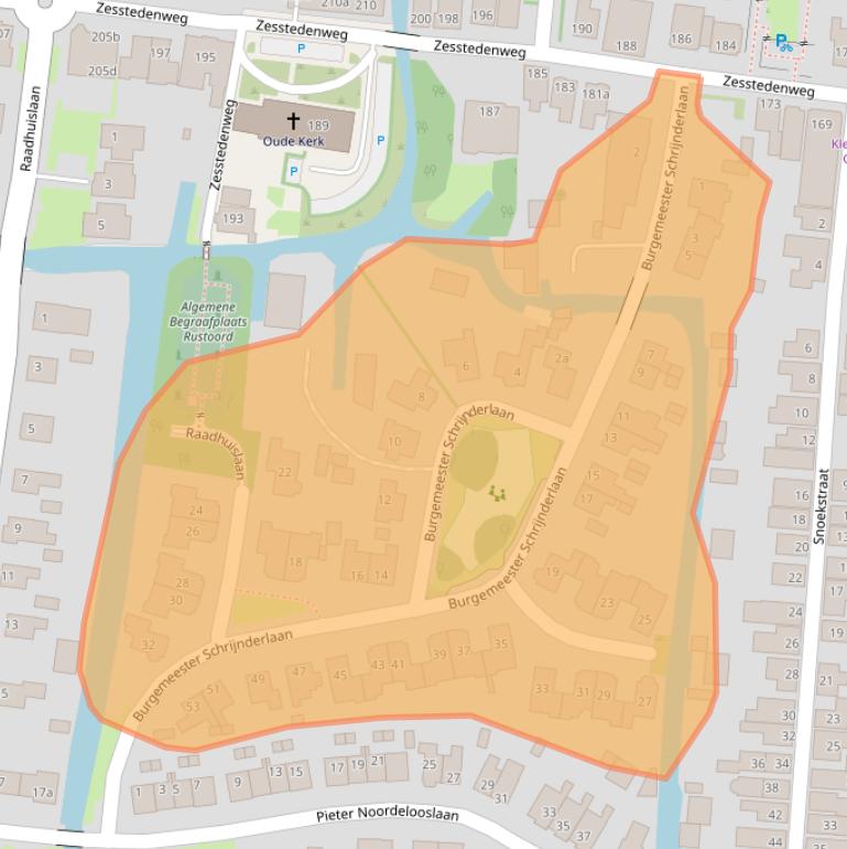 Kaart van postcodegebied 1613JW.