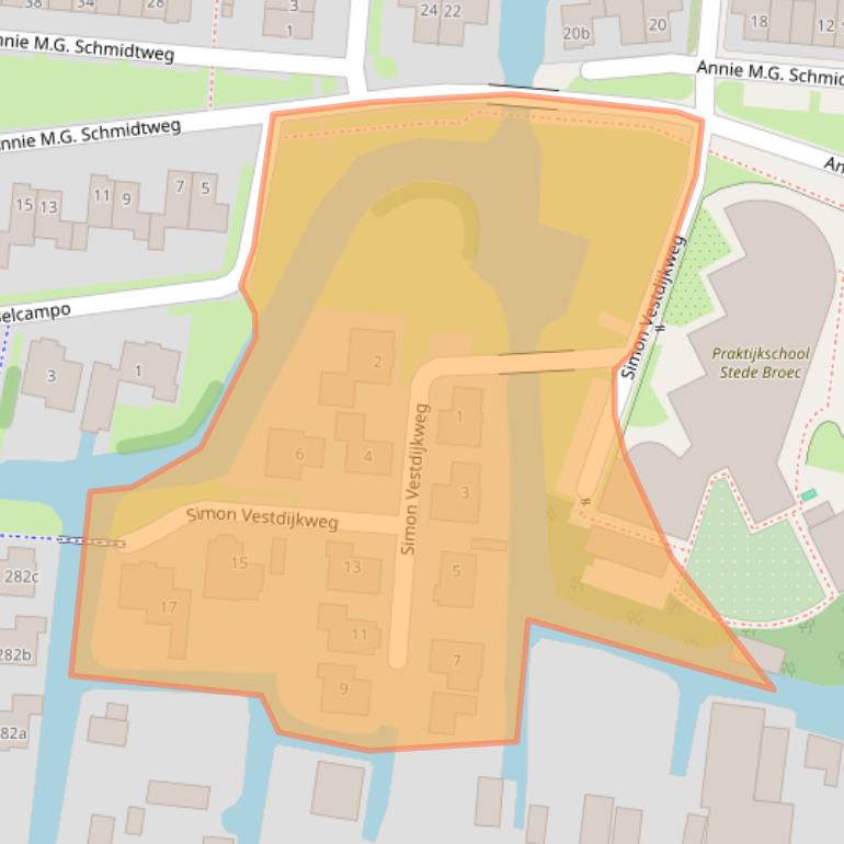 Kaart van postcodegebied 1613MB.