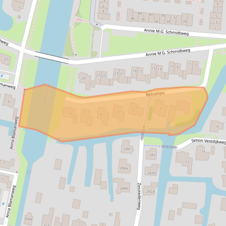 Kaart van postcodegebied 1613MC.