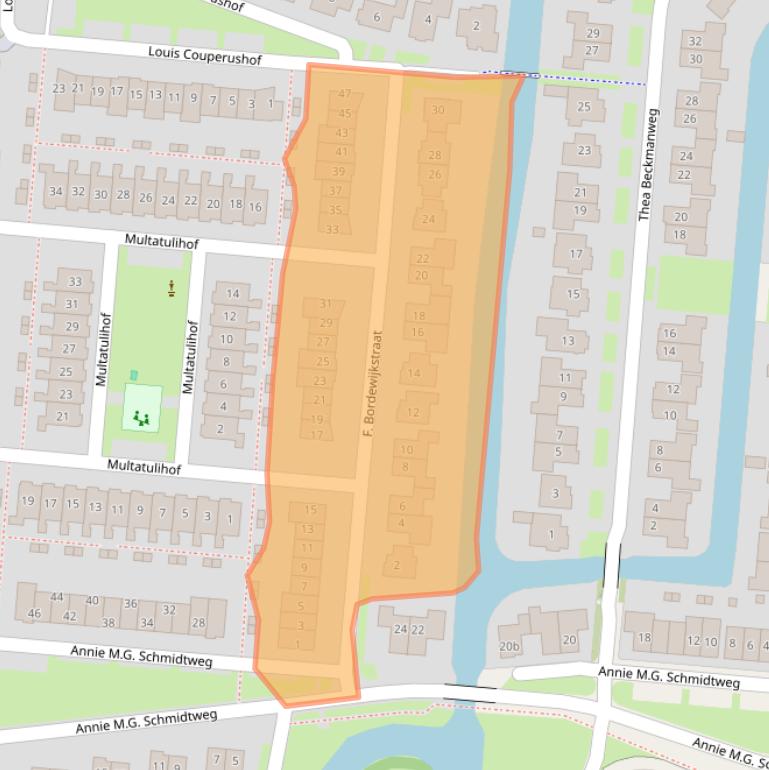 Kaart van postcodegebied 1613MP.