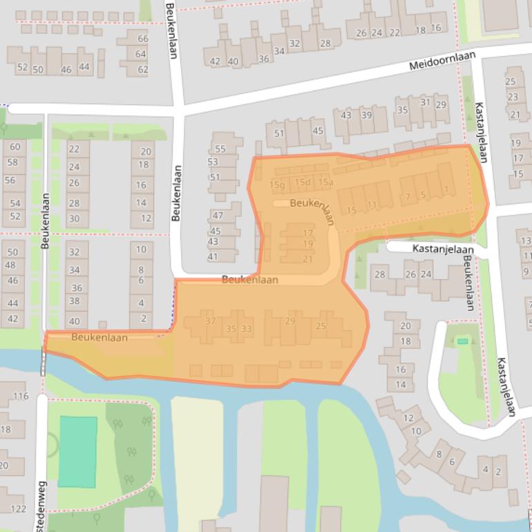 Kaart van postcodegebied 1613TA.