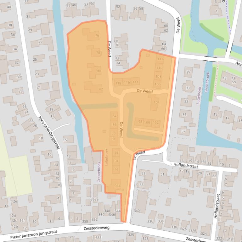 Kaart van postcodegebied 1614KH.