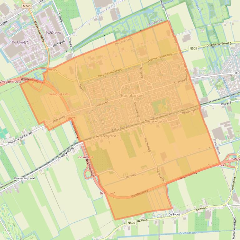 Kaart van postcodegebied 1616.