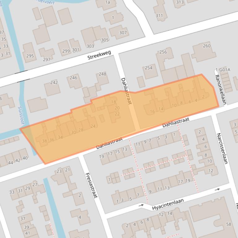 Kaart van postcodegebied 1616EC.
