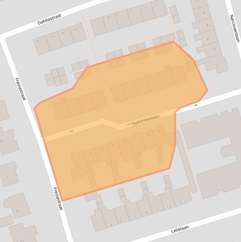 Kaart van postcodegebied 1616EJ.