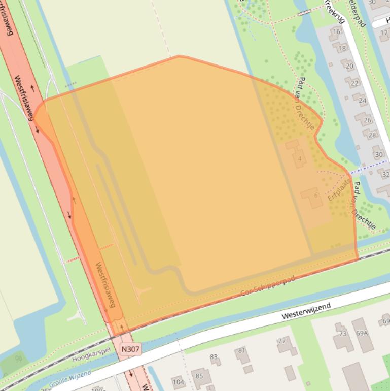 Kaart van postcodegebied 1616KM.