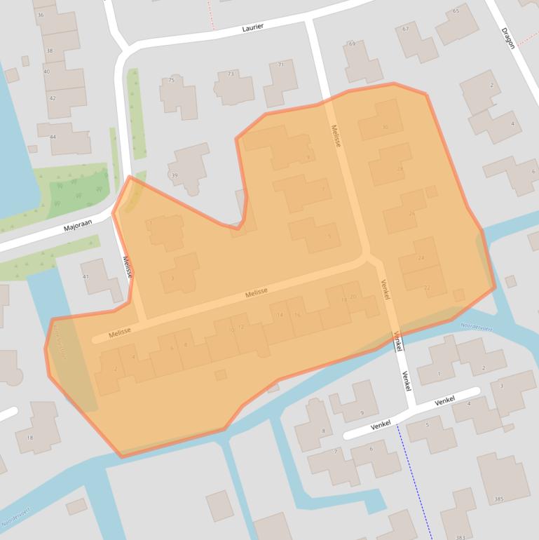 Kaart van postcodegebied 1616TV.