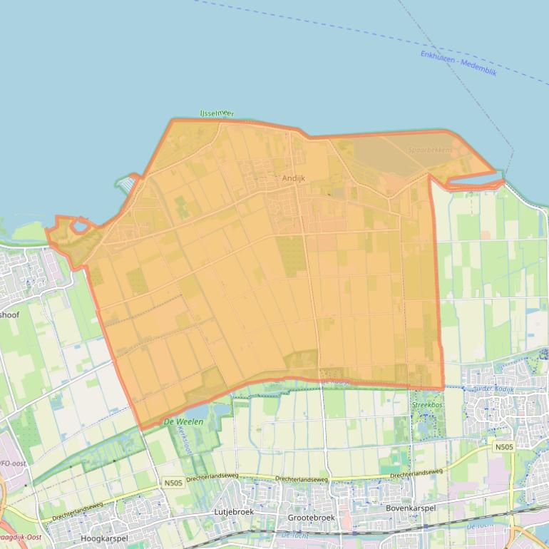 Kaart van postcodegebied 1619.