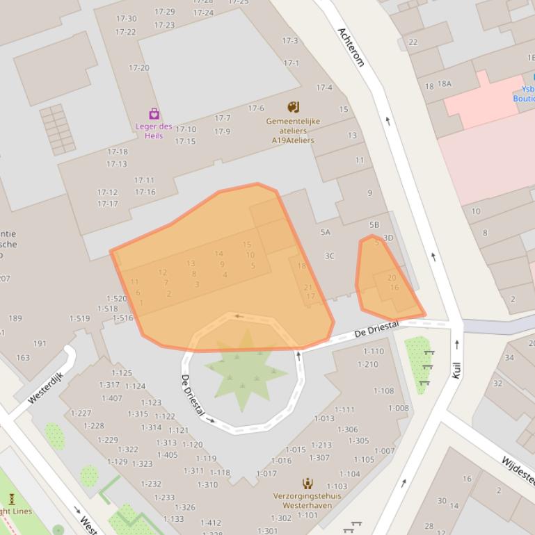 Kaart van postcodegebied 1621LL.