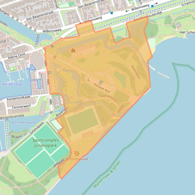 Kaart van postcodegebied 1621MB.