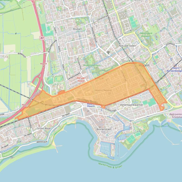 Kaart van postcodegebied 1624.
