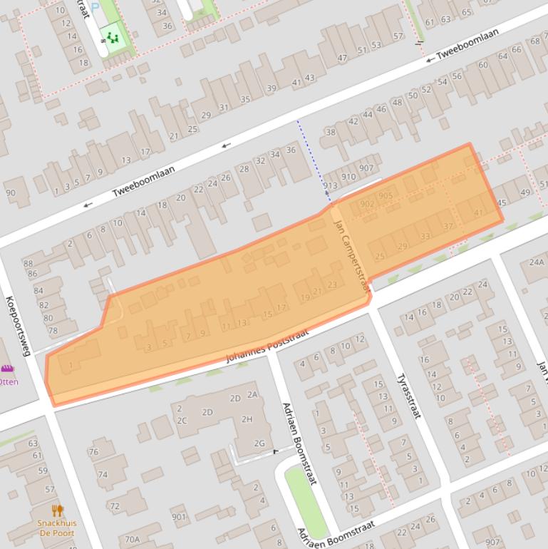 Kaart van postcodegebied 1624CA.