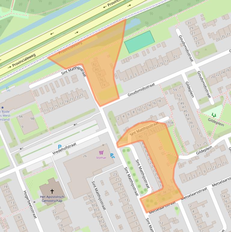 Kaart van postcodegebied 1624XM.