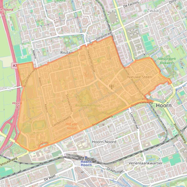 Kaart van postcodegebied 1625.