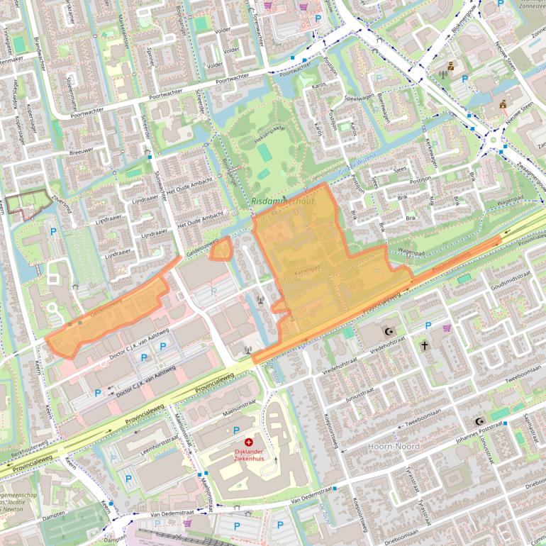 Kaart van postcodegebied 1625NW.
