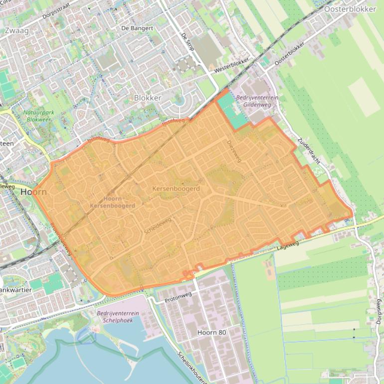 Kaart van postcodegebied 1628.