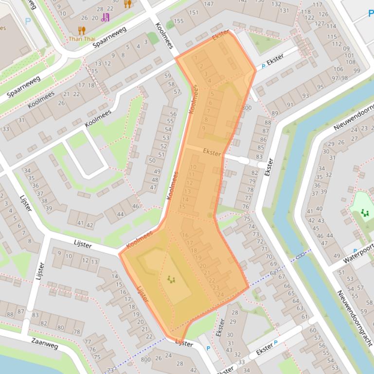 Kaart van postcodegebied 1628AA.