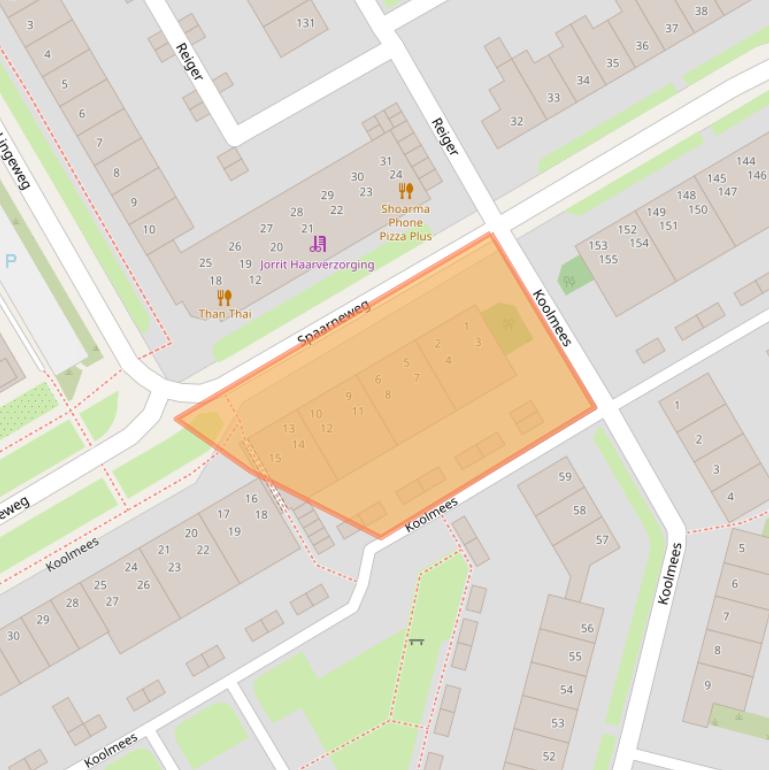 Kaart van postcodegebied 1628AR.