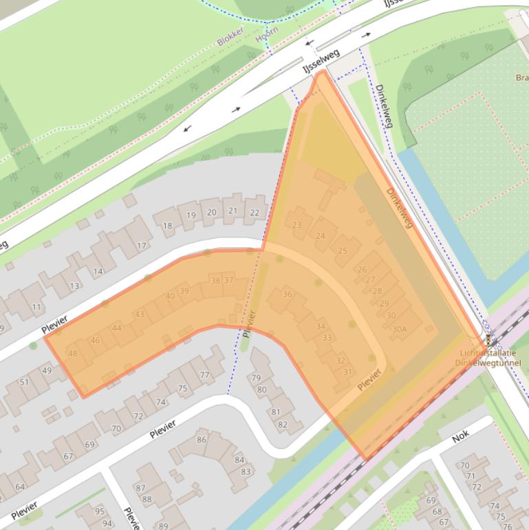 Kaart van postcodegebied 1628ET.